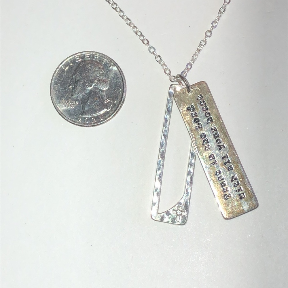 Proverbs Silver Tone Rectangular Religious Pendan… - image 6